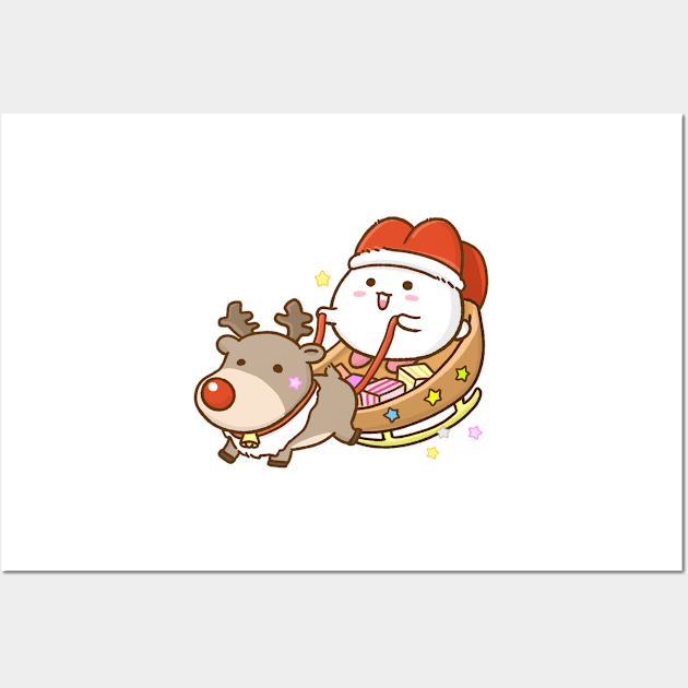 Bunny Santa with Reindeer Wall Art by Anicue